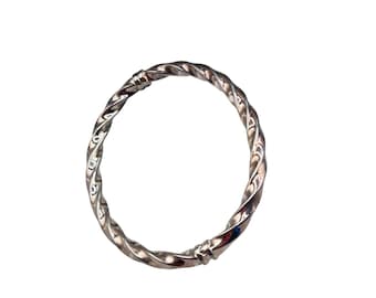 Milor Italy 925 Hinged Bangle Bracelet Twisted Cable Design Sterling Silver