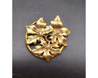 MMA 1986 Pin Brooch Pendant Matte Gold Tone Round Foliage Design Museum Replica