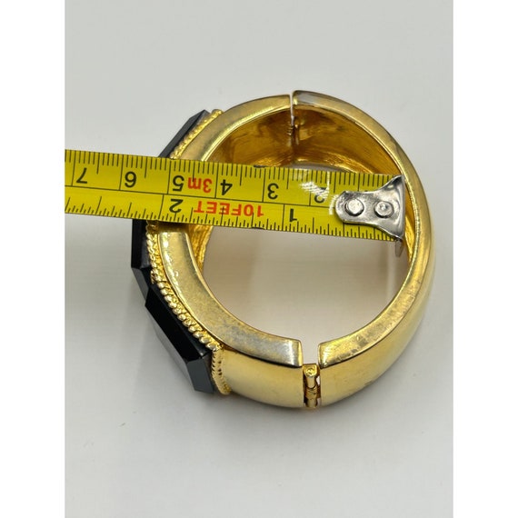 Vintage KJL Hinged Bangle Bracelet Chunky Gold To… - image 8