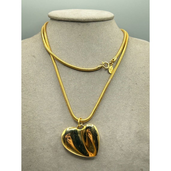 Vintage Carolee Heart Necklace 90s Long Snake Coi… - image 2