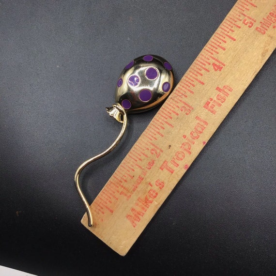 M. Jent Balloon Pin Brooch Gold Tone & Purple Ena… - image 6