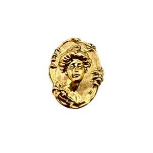 Gibson Girl Dimensional Repousse Gold Tone Art Nouveau Victorian Inspired Brooch