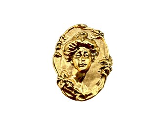 Gibson Girl Dimensional Repousse Gold Tone Art Nouveau Victorian Inspired Brooch