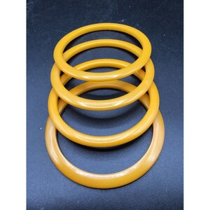 Set of 4 Bakelite Bangle Bracelet Butterscotch Color Thin Stack Plastic Jewelry