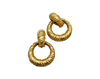Jomaz Joseph Mazer Door Knockers Earrings Gold Tone Removable Dangles Clips
