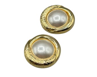 Faux Pearls Shoe Clips Gold Tone Metal Round Vintage Shoe Accessories
