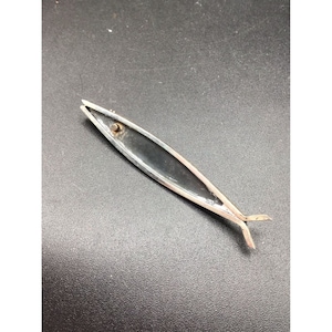 Modernist Fish Brooch 925 Sterling Silver Oxidized Minimalist Swordfish Pin