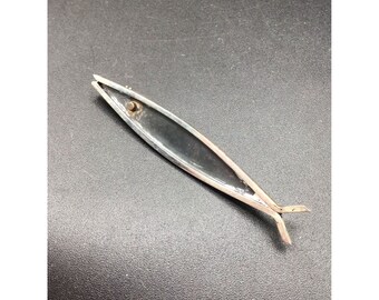 Modernist Fish Brooch 925 Sterling Silver Oxidized Minimalist Swordfish Pin