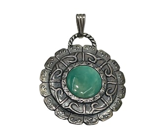 Carolyn Pollack Relios Sterling Silver Green Stone Pendant Southwestern Jewelry