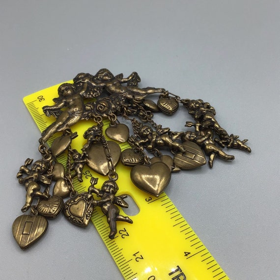 Cluster of Hearts Angels Brooch Charm Dangles Ant… - image 6