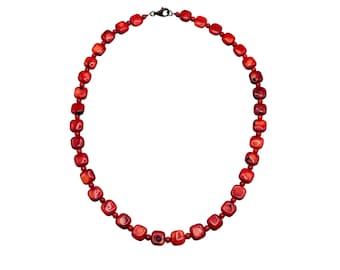 Vintage DTR Jay King Red Coral Necklace Signed Strand Dyed Bamboo Coral Beads