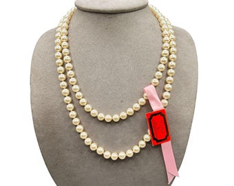 Perlas De Mallorca Necklace 8mm Simulated Pearls 38" Strand Vintage
