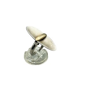 Sterling Silver Oval Modernist Ring Size 7.25 Elongated Brushed Silver 925