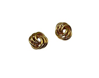 Vintage Gold Tone Knot Stud Earrings Pirced 70s 80s Elegant Earrings
