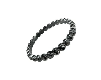 GRAZIANO Hematite Color Rhinestones Bangle Bracelet