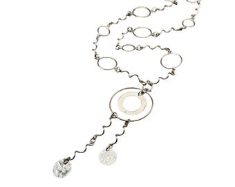 Vintage Sterling Silver Necklace Handcrafted Modernist 925 One Of A Kind Jewelry