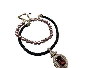 Heidi Daus Pendant Enhancer Necklace Interchangeable Pearls Strand Twisted Rope