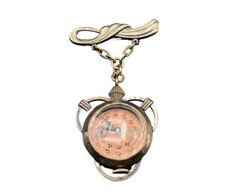 Croton Gold Filled Watch Brooch Dangle Wind Up Working Condition
