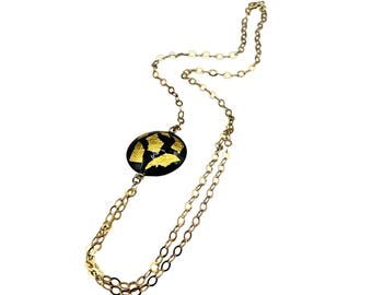 Gold Leaf Asymmetrical Necklace Sterling Silver 925 Made in Italy Gold Overlay