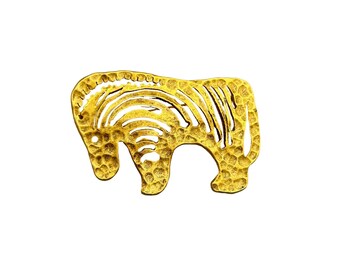 Vintage Zebra Brooch Pin Hammered Brass Design Signed Wildlife Animal Jewelry