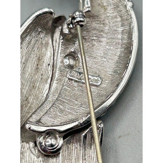 Vintage Signed MONET Oversized Pin Brooch Silver … - image 5