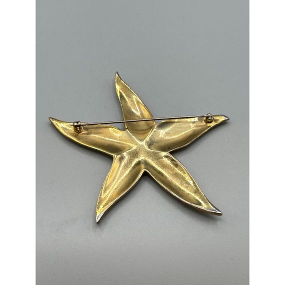 Vintage Gold Tone Starfish Seastar Pin Brooch Tex… - image 4
