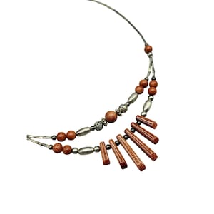 SOUTHWESTERN Spikes Necklace Gold Stone And Silver Tone Beaded Native Inspired Jewelry