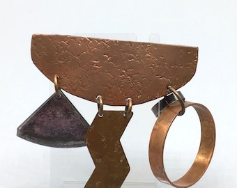 Marjorie Baer SF 80s 90s Designer Brooch Modernist Mixed Metal Costume Jewelry