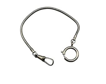 Antique Pocket Watch Chain Silver Tone Coil Chain 7.5" long