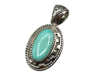 Turquoise Sterling Silver Pendant Southwestern Native American Carolyn Pollack Relios
