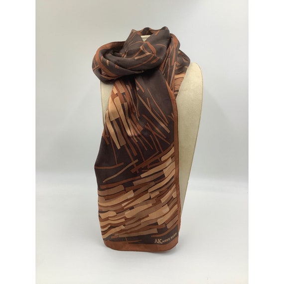 AK Anne Klein Rectangular Silk Scarf Brown Fall A… - image 2