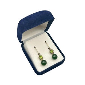 Sterling Silber Peridot & Aventurin Ohrringe Grüne Edelsteine Tropfen