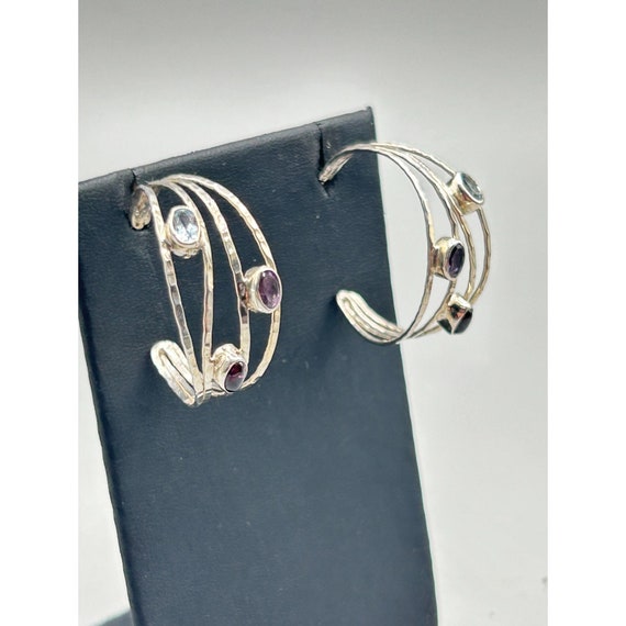 Sterling Silver & Semi Precious Stone Earrings Pi… - image 2