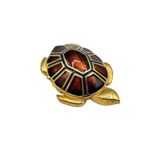 Estee Lauder Vintage Turtle Solid Perfume Compact Gold & Burgundy