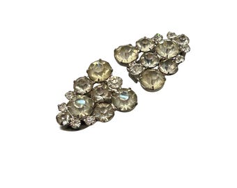 Vintage Dress Clips Silver Tone Rhinestone Dress Clips Set Of 2