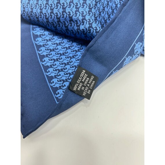 Silk Square Scarf Handkerchief Small Foulard Blue… - image 6