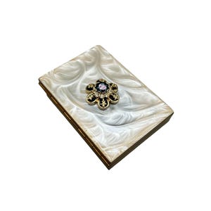 Vintage Faux Mother of Pearl Celluloid Compact Rectangular Shaped