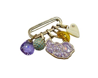 Vintage Swarovski Pin Brooch with Detachable Charms Pendants Loaded Dangling Pin