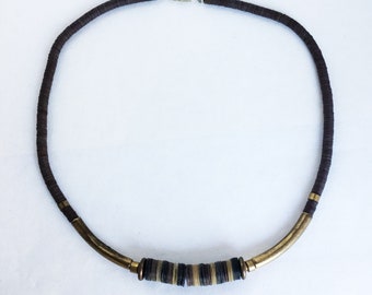 Sequins and Brass Ethnic Boho Necklace Bohemian Tribal Necklace Unusual Jewelry