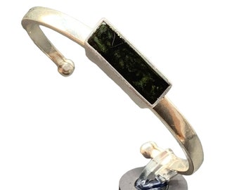 Unusual Sterling Silver & Poured Resin Handcrafted Cuff Bracelet Signed STER PC.