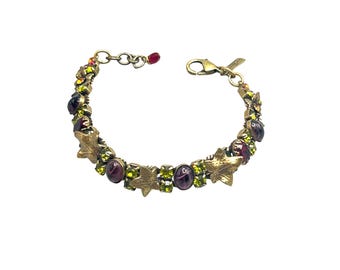 Mary DeMarco Vintage Inspired Bracelet with Glass Stones & Brass Tone