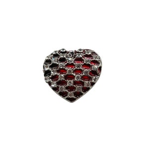 Vintage Heart Pin Brooch Red Poured Resin and Rhinestones Red Heart Love Pin