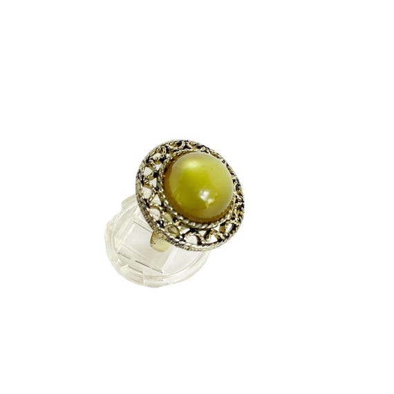 Plastic Moonglow Olive Green Adjustable Ring Retro Cocktail Ring