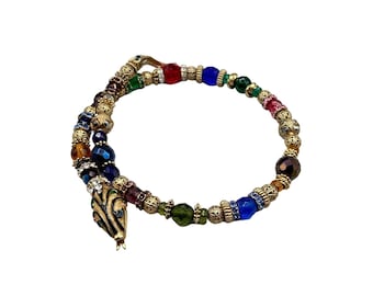 Snake Necklace Memory Wire Signed SWEET ROMANCE Beaded Serpent Choker One Size