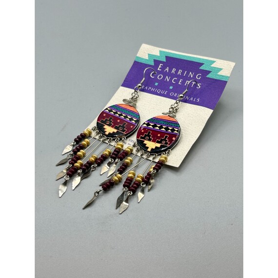 Vintage New Old Stock Ethnic Dangles Earrings Pie… - image 4