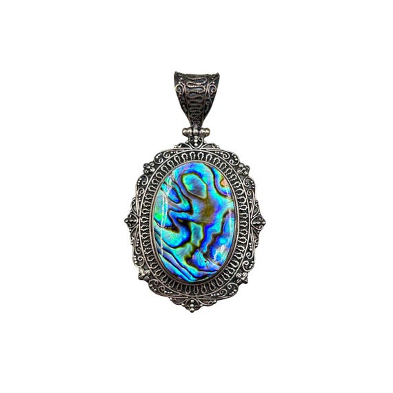 Pendentif Nacre Coquille D'ormeau (abalone) – Argent Sterling 925, 5,5 G, Neuf
