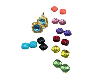 Joan Rivers Interchangeable Dangle Earrings 9 Colors Gold Tone Pierced Drops