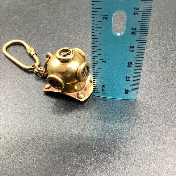 Solid brass diving helmet key ring key chain well… - image 6