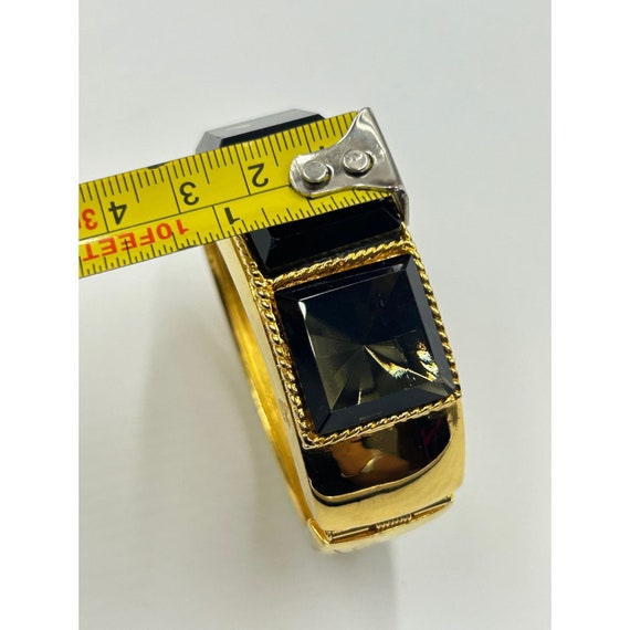 Vintage KJL Hinged Bangle Bracelet Chunky Gold To… - image 9