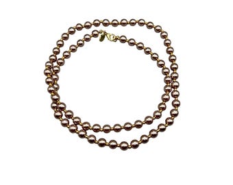 WORTHINGTON Faux Pearls Necklace Brown Simulated Pearls Necklace 28" Long